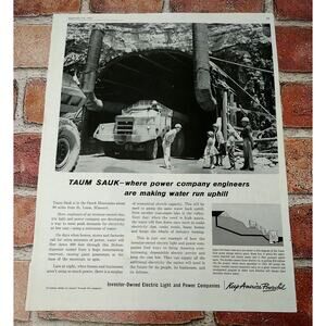 Electric Power Co - Ozark Mtn - Taum Sauk - Semi Truck Tunnel -Vtg 1961 PRINT AD